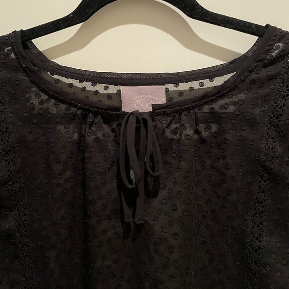 Anthropologie Vanessa Virginia Black Sheer Blouse - Picture 4 of 10